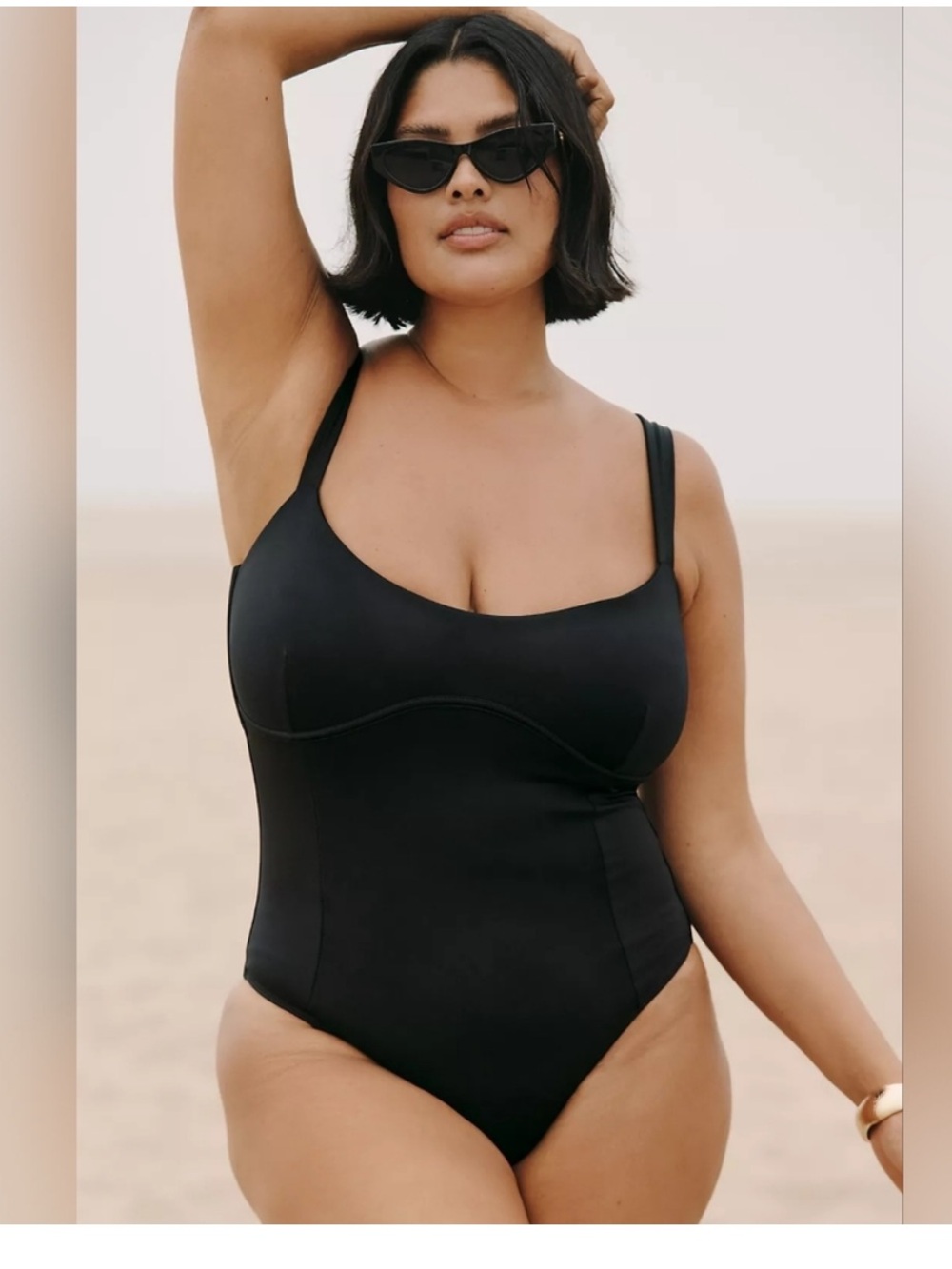 Good American Black Scoop-Neck One-Piece Swim